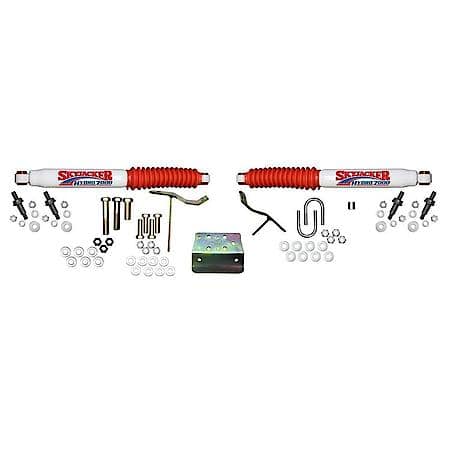 Dual, White Stabilizers, With Mounting Brackets/ Red Boots, Set Of 2