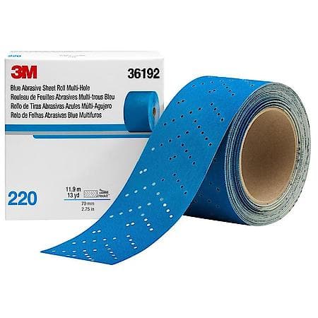 Hookit Blue Abrasive Sheet Roll Multi-Hole, 2.75 X 13 Y, 220 (Sold by each)