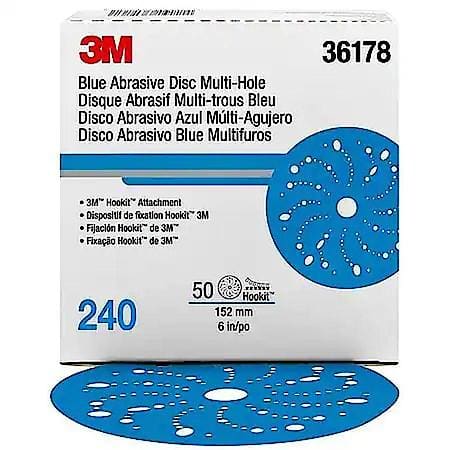 Hookit Blue Abrasive Disc Multi-hole, 6 in, 240 (Sold by each)