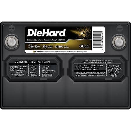 Battery : 124R Group Size, 700 CCA, 875 CA, 120 Minute Reserve Capacity