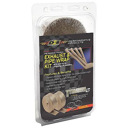 Titanium Exhaust & Pipe Wrap Kit, 2 Rolls Of Wrap, Ties, and Tool