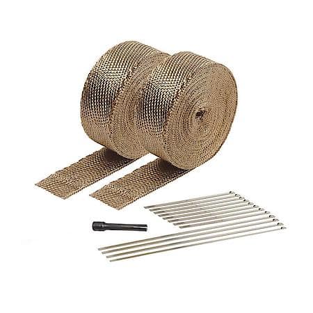 Titanium Exhaust & Pipe Wrap Kit, 2 Rolls Of Wrap, Ties, and Tool