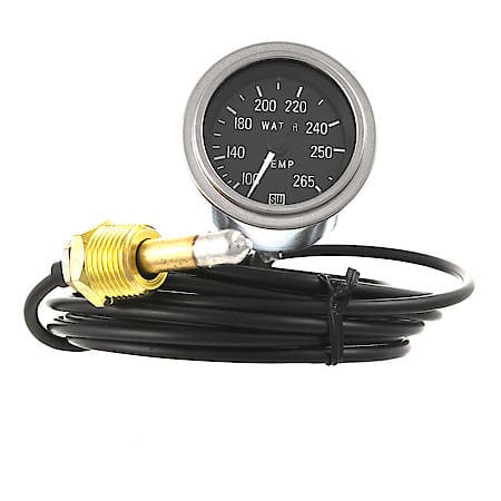 2-1/16" Deluxe Water Temperature Gauge, Mechanical, 100-265°F, 96" Tubing