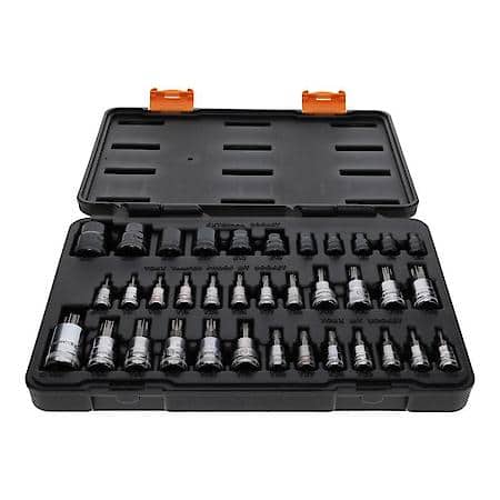 36 Piece 1/4", 3/8" & 1/2" Drive Tamper Proof Torx«/E-Torx«/Torx« Bit Socket Set