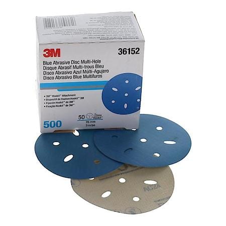 Hookit Blue Abrasive Disc Multi-hole, 3 in, 500 (Sold by each)