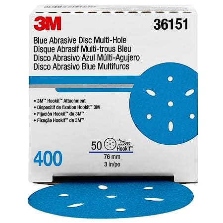 Hookit Blue Abrasive Disc Multi-hole, 3 in, 400 (Sold by each)