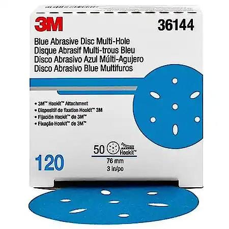Hookit Blue Abrasive Disc Multi-hole, 3 in, 120 (Sold by each)