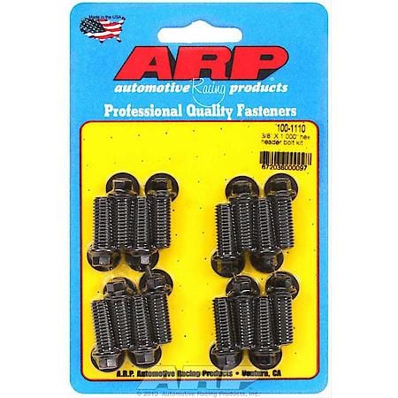Universal, 3/8"-16 Thread, 1"L, Hex Head, Black, Chrome Moly, Set Of 12