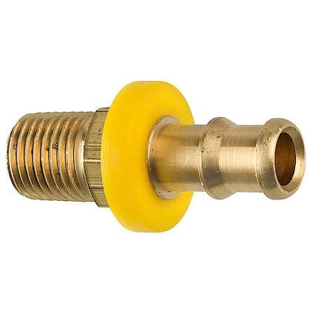 Brass Push-On Hose Fitting, 3/8 Hose, Male (1/4-18 Npt), 1/Bag