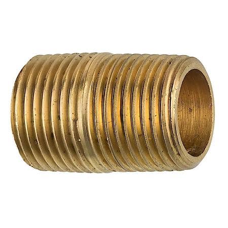 Brass Close Nipple, 1 Length, Male (3/8-18 Npt), 1/Bag