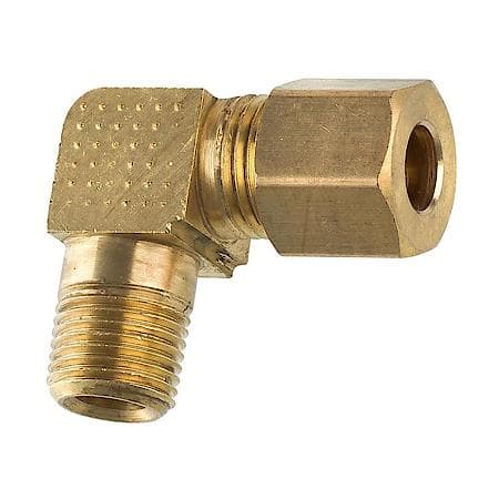 Brass Elbow Compression Connector, 1/4 Tube, Male (1/8-27 Npt), 1/Bag