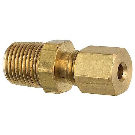 Brass Compression Connector, 1/8 Tube, Male (1/8-27 Npt), 1/Bag