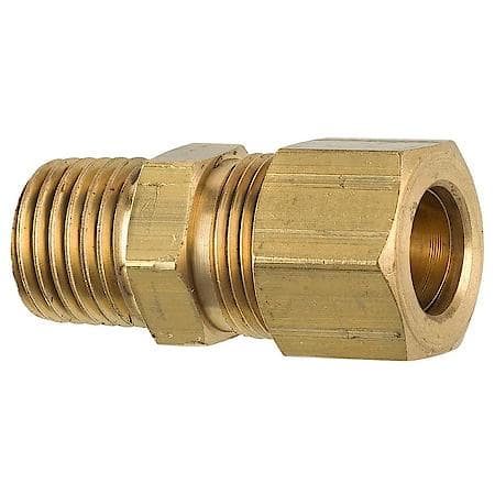 Brass Compression Connector, 3/8 Tube, Male (1/4-18 Npt), 1/Bag