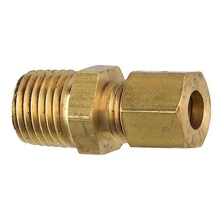 Brass Compression Connector, 1/4 Tube, Male (1/4-18 Npt), 1/Bag