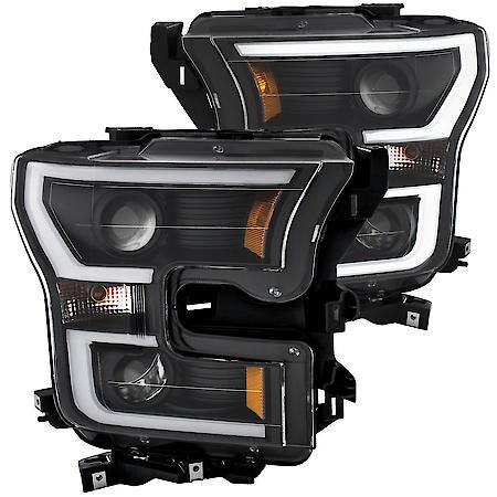 Halogen Bulb, Projector Beam/ Double Plank Switchback Style, Black, Set Of 2