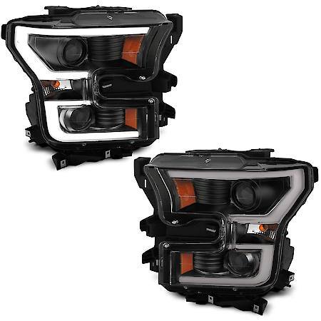 Halogen Bulb, Projector Beam/ Double Plank Switchback Style, Black, Set Of 2