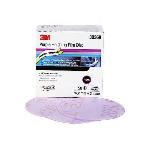 3M Hookit Purple Finishing Film Disc, 30369, 3 in, P1000 (Sold by each)