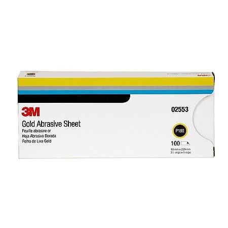 3M Production Resinite Gold Sheet, 02553, 3 2/3 inx9 in, P180A (Sold by each)