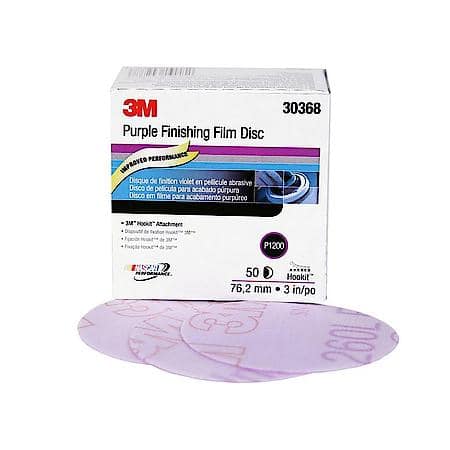 3M Hookit Purple Finishing Film Disc, 30368, 3 in, P1200 (Sold by each)