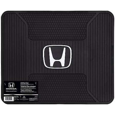 Honda Elite Utility Mat: Black with White Logo, Rubber, Durable, Universal, 1 Pack