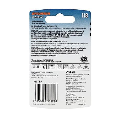 H8 SilverStar Halogen Headlight Bulb, Brighter Downroad and Whiter Light, 1 Pack