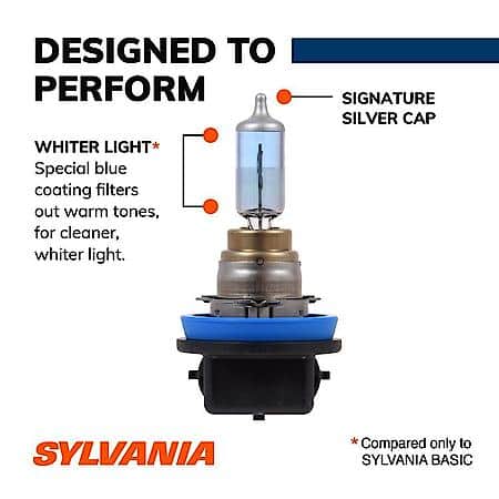 H8 SilverStar Halogen Headlight Bulb, Brighter Downroad and Whiter Light, 1 Pack