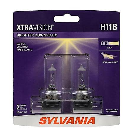 H11B XtraVision Halogen Headlight Bulb, More Downroad Visibility, 2 Pack