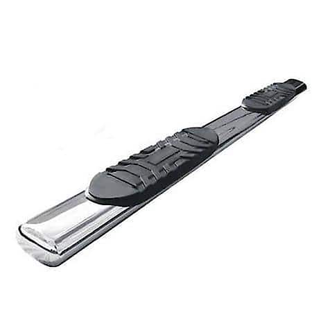 Nerf Bars, 5 Inch Oval Straight, Polished, Stainless Steel, Rocker Panel Mount