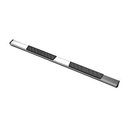 With Step Pads, 4 Inch Trapezoidal Straight, Polished, Ss, Rocker Panel Mount