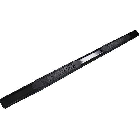 With Step Pads, 4" Oval Straight, Powder Coated, Black, Mild Steel