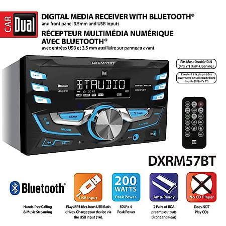 Dxrm57Bt Digital Media Receiver With Bluetooth, 2Din
