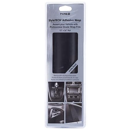 12, x 36, TYPE S professional-grade adhesive wrap with UV-coating, Matte Black
