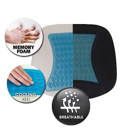 AutoCraft Car & SUV & Truck Seat Cushion, Black & Gel Polyester & Memory Foam, 1PK, Cooling, Sweat Absorbent