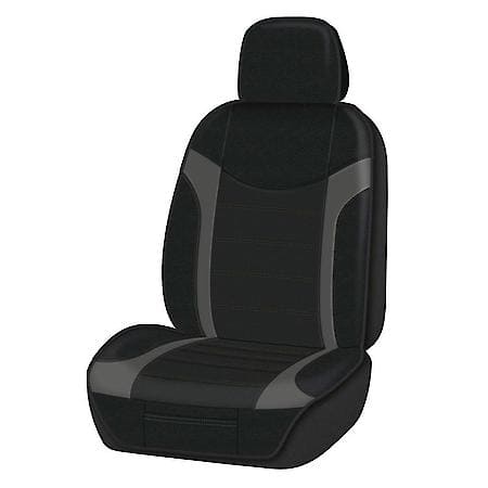 Car & SUV & Truck Sideless, Black/Grey Faux Leather, Universal, 1PK, Airbag Compatible
