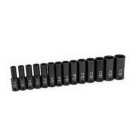 14 Piece 1/2" Drive 6 Point Deep Impact Metric Socket Set