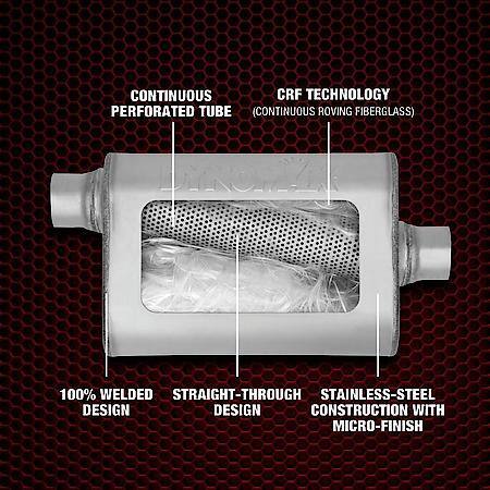 Ultra Flo Exhaust Muffler Assembly 2.5 Inch Inlet ID 3 Inch Outlet ID