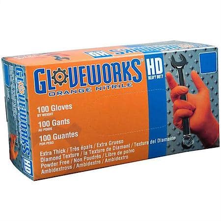 Gloveworks Hd Orange Nitrile Gloves Medium