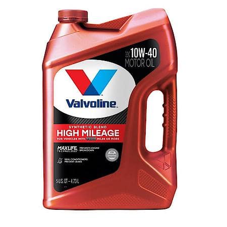 High Mileage 10W-40 Synthetic Blend Engine Oil, Reduces Engine Wear, 5 Quart
