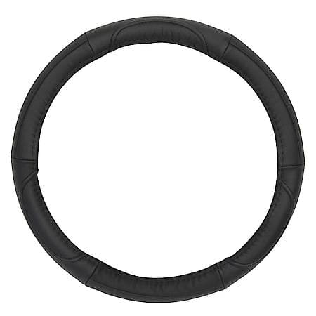 Luxury Steering Wheel Cover: Durable Black Genuine Leather, Fits 14.5-15"