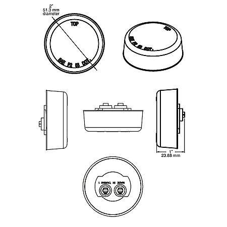 Round 2" Sealed LED Clearance/Marker Light; Single Diode; Red: Poly