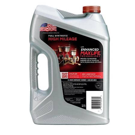 High Mileage 5W-20 Full Synthetic Motor Oil, Prevents Engine Breakdown, 5 Quart