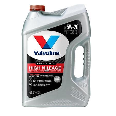 High Mileage 5W-20 Full Synthetic Motor Oil, Prevents Engine Breakdown, 5 Quart