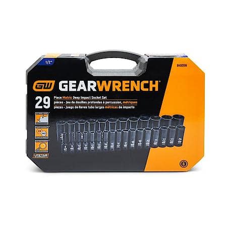 29 Piece 1/2" Drive 6 Point Deep Impact Metric Socket Set
