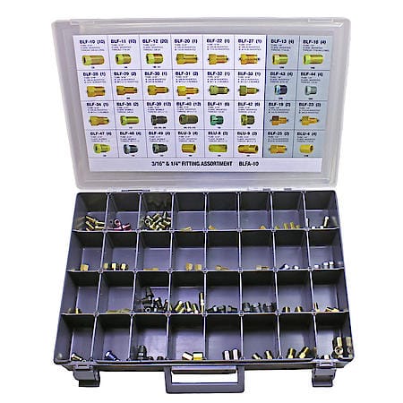3/16 and 1/4 Tube Nut, Union, Adapter Fitting Assortment, 32 SKU