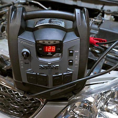 1200 Peak Amp Portable Jump Starter and Power Station: 400 Peak Watt Converter, Air Compressor