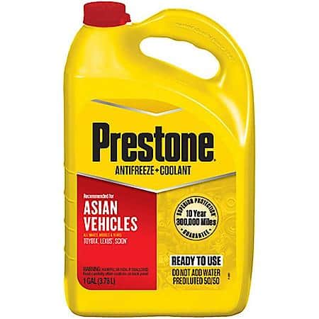 Antifreeze and Coolant: 50/50 Ready-to-Use, Original Equipment Asian Red, 1 Gallon