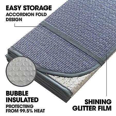 Windshield Sunshade, Light Blue Glitter Film, Jumbo 67"x27", Accordion Style