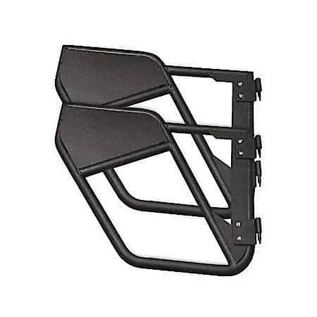 Tubular Full Door, Textured Powder Coated, Black, Steel, Set Of 2