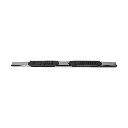 Nerf Bars; 5 Inch Oval Straight; Polished; Stainless Steel; With Welded End Caps; Rocker Panel Mount