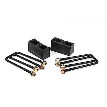 Leaf Spring Block Kit, 3 Inch Lift; Aluminum; With 2 Blocks/ 4 U-Bolts/ Hardware